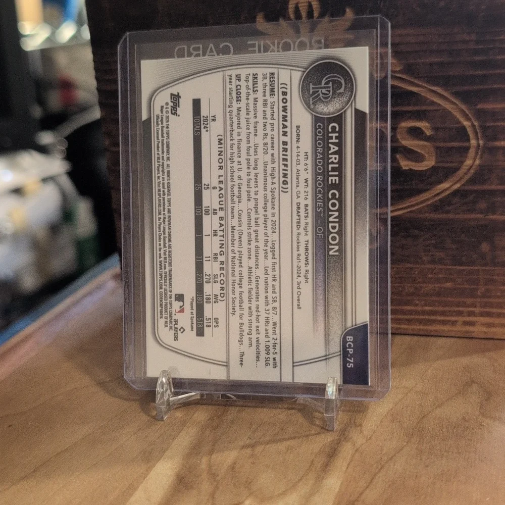 2025 1st Bowman Chrome Charlie Condon Rookie Card Rockies 🔥🔥🔥 - Picture 2 of 2